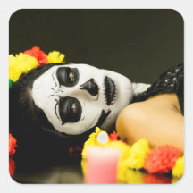 DAY OF THE DEAD WOMEN SQUARE STICKER
