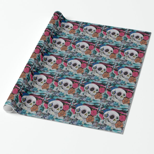 Day Of The Dead Wrapping Paper (Unrolled)