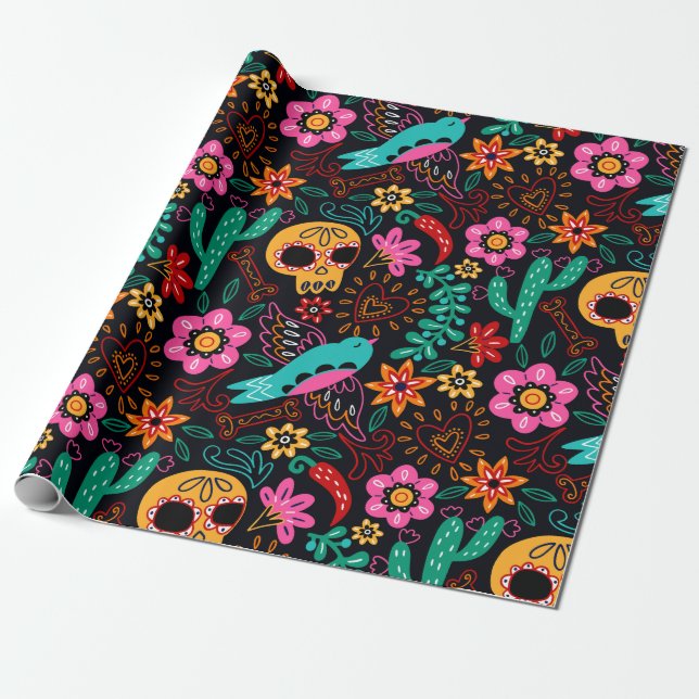 Day of the dead wrapping paper (Unrolled)
