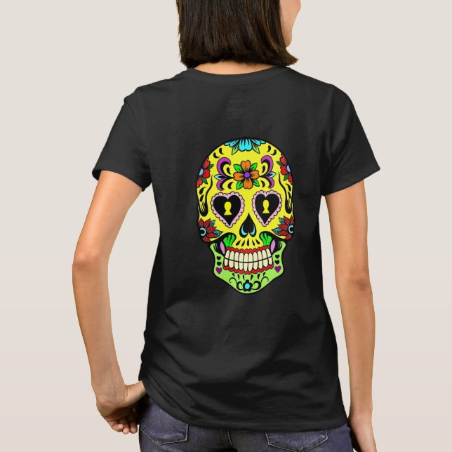 Day of the Dead Yellow Sugar Skull Women's T-Shirt (Back)