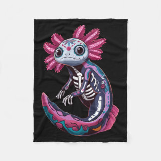 Day Of The Government Agencyd Skeleton Axolotl Fleece Blanket