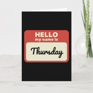 Day of the week name tag. Thursday. Card