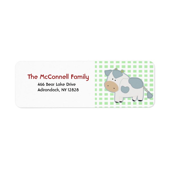 DAY ON THE FARM COW PRINTABLE ADDRESS LABELS (Front)