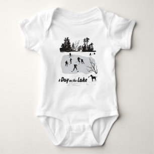 Day on the Lake Pond Hockey Baby Bodysuit