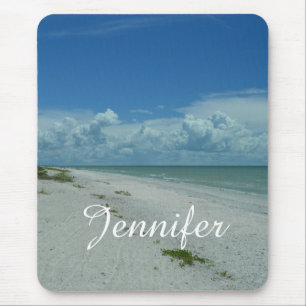 Day On Tropical Beach Photo Personalised With Name Mouse Mat