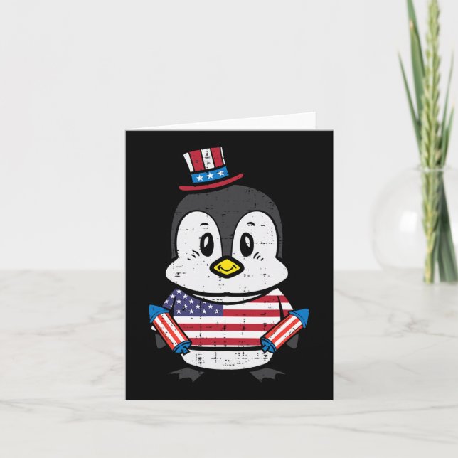 Day Penguin 4th July America Toddler Boys Kids  Card (Front)