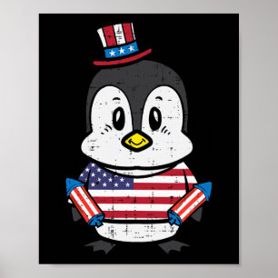 Day Penguin 4th July America Toddler Boys Kids Poster