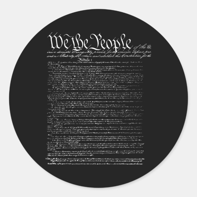 Day Preamble Of The Constitution We The People  Classic Round Sticker (Front)