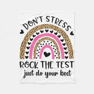 Day Rock The Test Rainbow Teacher Funny Testing Da Fleece Blanket