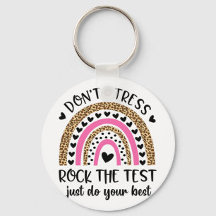 Day Rock The Test Rainbow Teacher Funny Testing Da Key Ring
