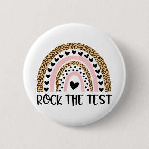 Day Rock The Test Teacher Funny Rainbow Testing Da 6 Cm Round Badge