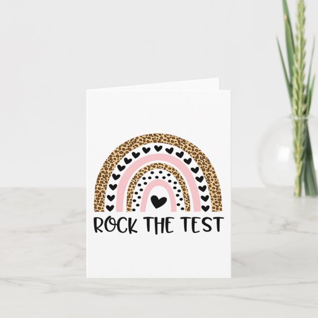 Day Rock The Test Teacher Funny Rainbow Testing Da Card (Front)