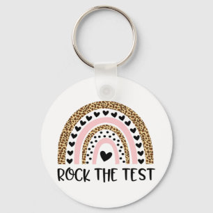 Day Rock The Test Teacher Funny Rainbow Testing Da Key Ring
