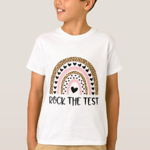 Day Rock The Test Teacher Funny Rainbow Testing Da T-Shirt