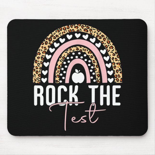 Day Rock The Test Teacher Rainbow Leopard Student  Mouse Mat (Front)