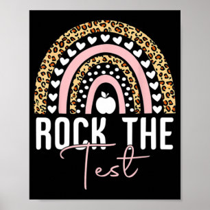 Day Rock The Test Teacher Rainbow Leopard Student  Poster