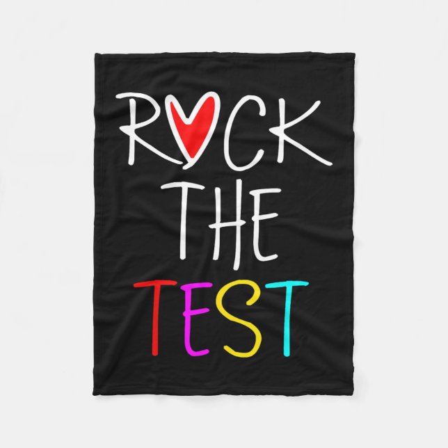 Day Rock The Test Teacher Testing Day Funny Teache Fleece Blanket (Front)