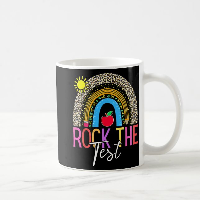 Day Rock The Test Teacher Testing Day Leopard Rain Coffee Mug (Right)
