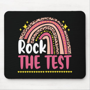 Day Rock The Test Teacher Testing Day Rainbow Leop Mouse Mat