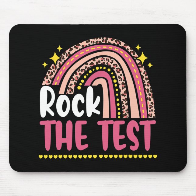 Day Rock The Test Teacher Testing Day Rainbow Leop Mouse Mat (Front)