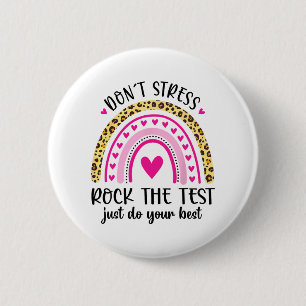 Day Rock The Test Teacher Testing Day Rainbow Teac 6 Cm Round Badge