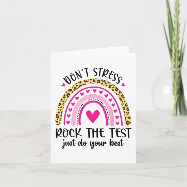 Day Rock The Test Teacher Testing Day Rainbow Teac Card (Front)