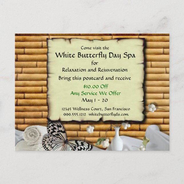 Day Spa Custom Promotional Postcards (Front)