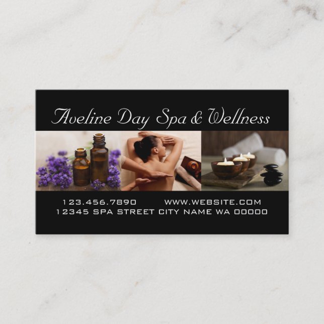 Day Spa Massage Therapist Wellness Business Card (Front)