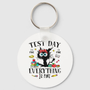 Day Stressed Teachers & Students Testing Funny Key Ring