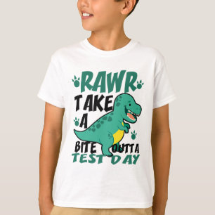 Day T-rex Funny Student Teacher Dinosaur Exam Test T-Shirt