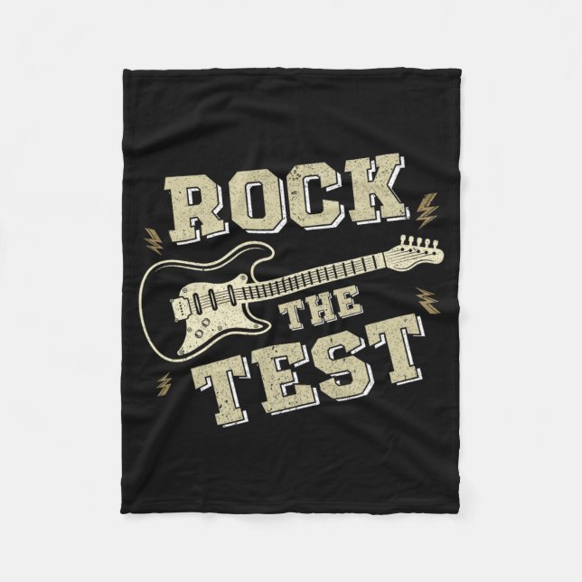 Day Teacher Rock The Test Guitar Teacher Testing D Fleece Blanket (Front)
