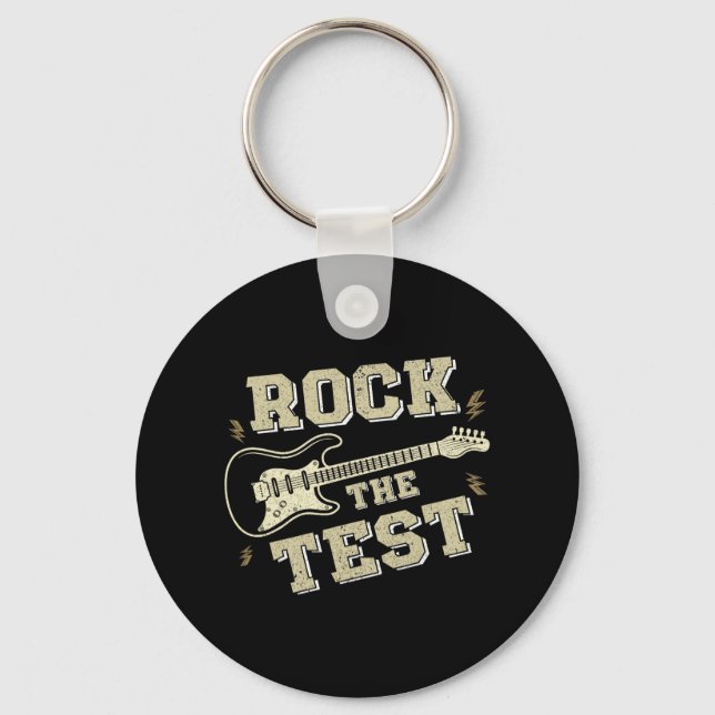 Day Teacher Rock The Test Guitar Teacher Testing D Key Ring (Front)