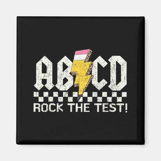 Day Teacher Testing Retro Abcd Rock Test Day Schoo Magnet (Front)