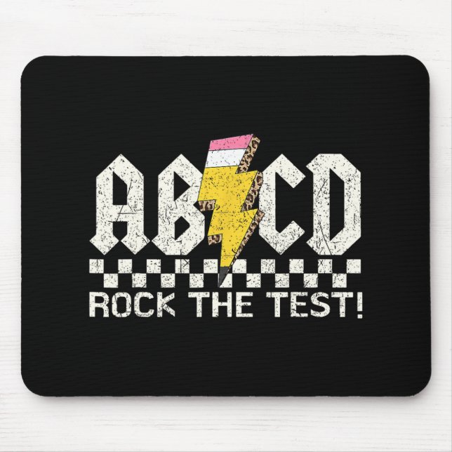 Day Teacher Testing Retro Abcd Rock Test Day Schoo Mouse Mat (Front)