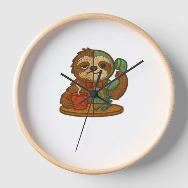 Day-to-Night Sloth Glow-Up Patch – Embroidered Tra Clock (Front)