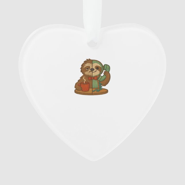 Day-to-Night Sloth Glow-Up Patch � Embroidered Tra Ornament (Front)
