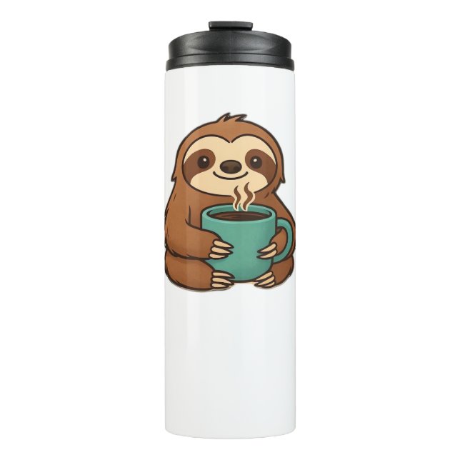 Day-to-Night Sloth Glow-Up Patch – Embroidered Tra Thermal Tumbler (Front)