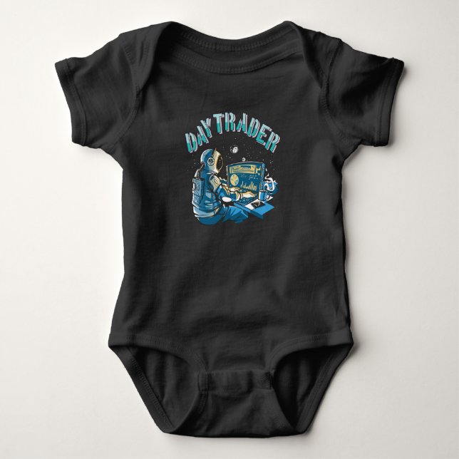 Day Trader Astronaut in space Baby Bodysuit (Front)