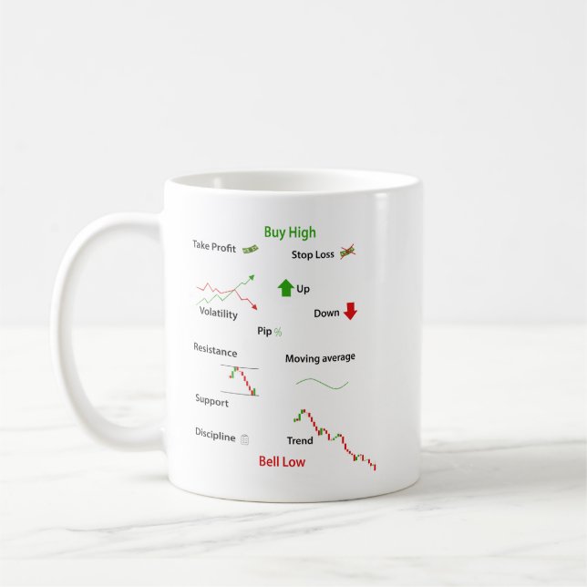 Day Trader Mug, Buy High, Coffee Mug (Left)