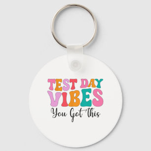 Day Vibes Groovy Testing Day Teacher Student Women Key Ring
