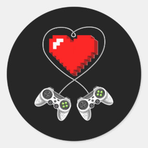 Day Video Game Controller Heart Gamer Gift Boys 1 Classic Round Sticker