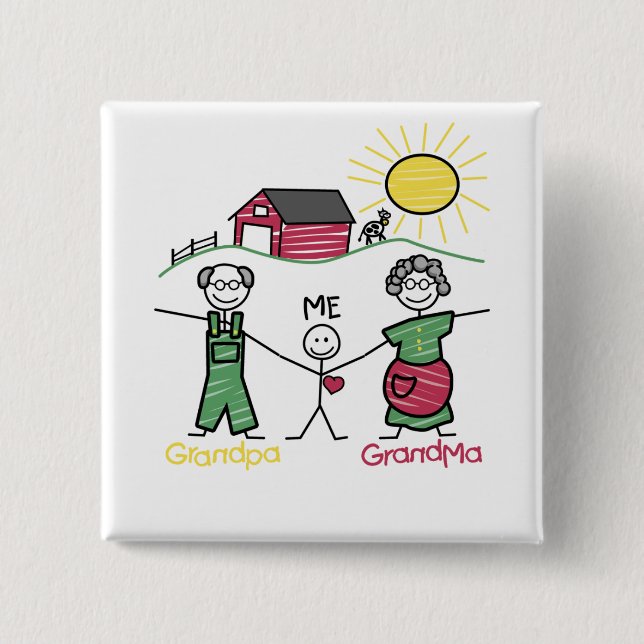 Day with the Grandparent's- 15 Cm Square Badge (Front)