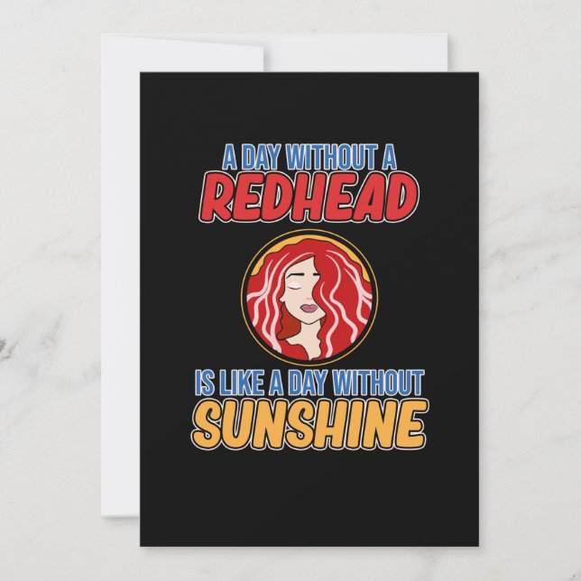 Day Without Redhead Cute Red Hair Girls Women Thank You Card (Front)