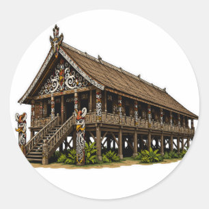 DAYAK BORNEO LONGHOUSE TRIBAL ART STICKER