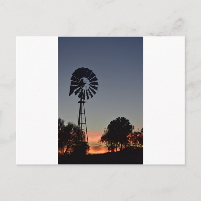 DAYBREAK & WINDMILL RURAL QUEENSLAND AUSTRALIA POSTCARD (Front)