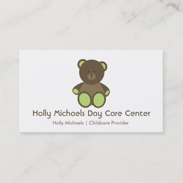 Daycare / Babysitter Bear Business Cards (Front)