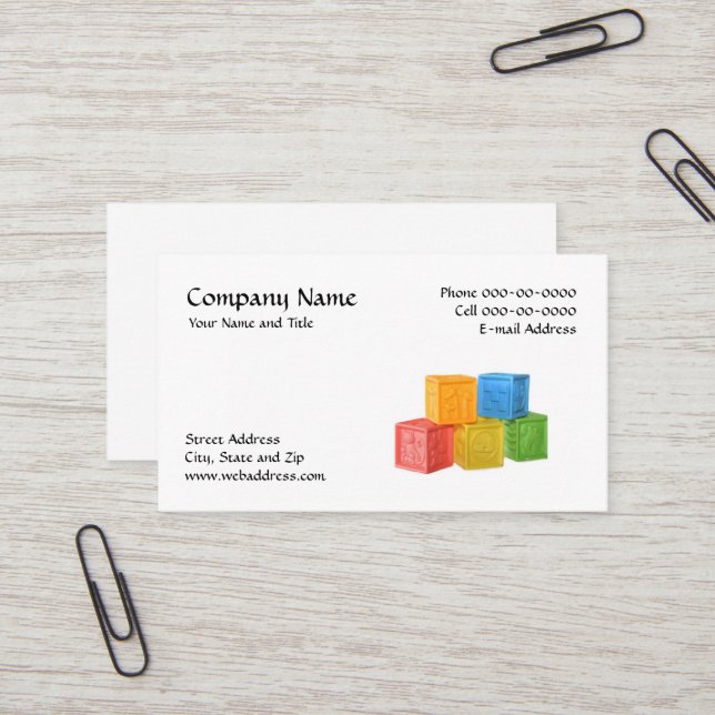 Daycare Business Card (Front/Back In Situ)