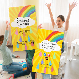 Daycare Business Card Rainbow Sunburst Design