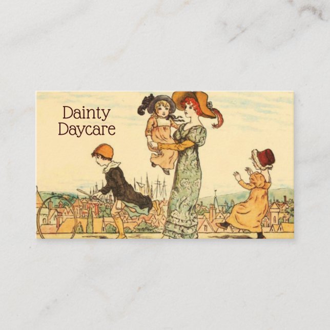 Daycare Business Vintage Nanny Babysitting Business Card (Front)