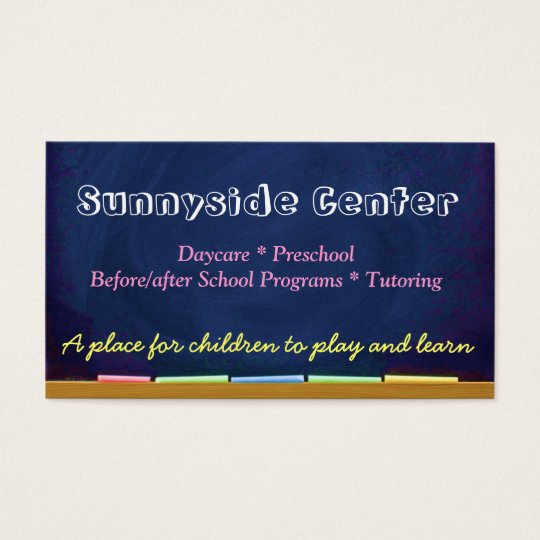 Daycare Childcare Chalkboard Business Card
